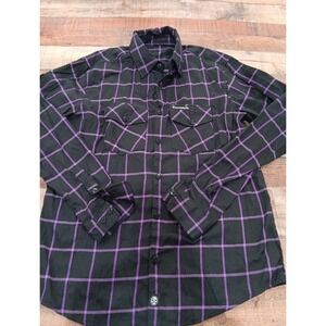 Demons Behind Me Flannel Button Up Shirt Skull Patch Sz XL Tall 2640